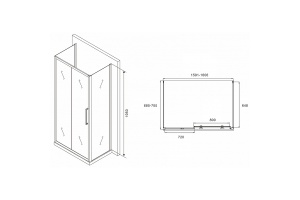 Душевой уголок Abber Schwarzer Diamant 160х70 хром стекло матовое - 2