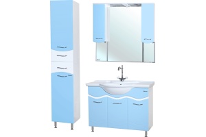 Тумба с раковиной Bellezza Мари 105 белая/голубая - 3