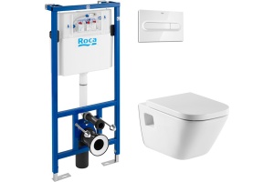 Комплект Система инсталляции для унитазов Roca DUPLO WC 890090020 + Чаша для унитаза подвесного Roca Gap 346477000 + Кнопка смыва Roca PL1 Dual хром 