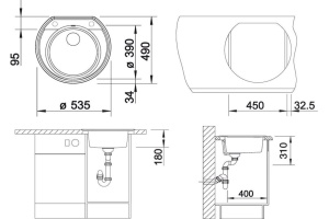 Мойка из гранита Blanco Rondoval серый (515670) - 3