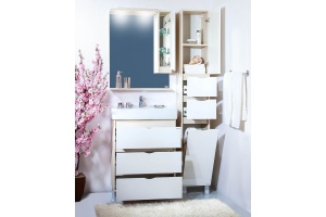 Зеркало-шкаф Бриклаер Токио 70 R светлая лиственница, белый глянец - 3