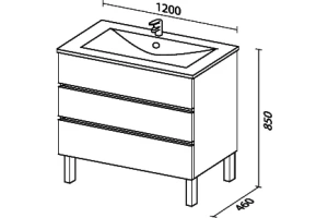 Тумба с раковиной Sanvit Кубэ-3 120 белый глянец - 3