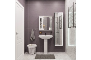 Комплект  Раковина DIWO Дмитров 0113 + Зеркало DIWO Муром L, 65 + Сифон для раковины Wirquin Минор с отводом для стиральной машины + Пьедестал для рак