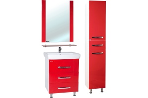 Шкаф-пенал Bellezza Рокко 35 красный с бельевой корзиной универсальный - 2