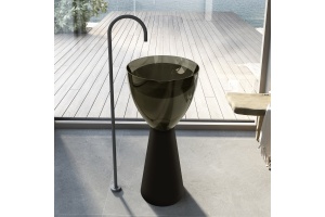 Раковина отдельностоящая прозрачная ABBER Kristall AT2703Black-Vesuvian черный/оливковый