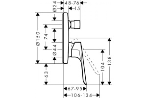 71404000 HG Logis E смеситель для ванны (внешняя часть) - 2