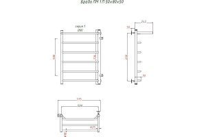 Полотенцесушитель водяной Тругор ЛЦ Браво ПМ 1 П R 50x80x50, с полкой - 2