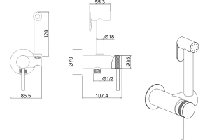 Гигиенический душ со смесителем Allen Brau Priority черный матовый - 2