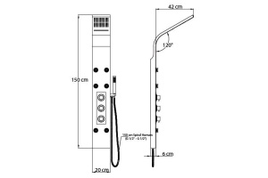 Душевая панель гидромассажная GPD с термостатом коричневый - 2