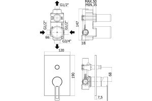 Смеситель Paffoni Ringo RIN015NO/M С ВНУТРЕННЕЙ ЧАСТЬЮ, для душа - 2