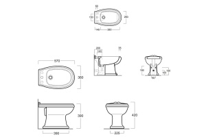 SIMAS Arcade Биде напольное с ободком 36х57см с 3 отв. под смеситель,(2отв. выбитых вручную), цвет белый - 2