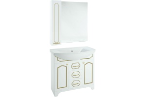 Мебель для ванной Bellezza Тиффани 85 белая, патина золото