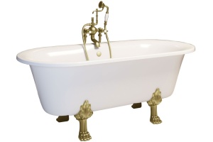 Ванна из искусственного камня Фэма Феррара 2 белая, ножки бронза