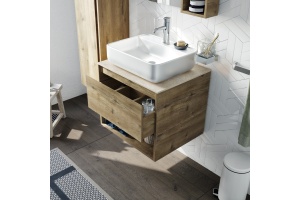 Тумба с раковиной STWORKI Карлстад 60 дуб рустикальный, простоун беж - 3