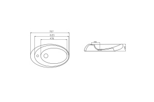 Раковина накладная Gural Vit Arya 70х43 белая - 3
