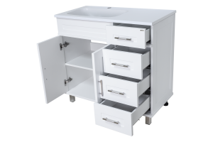 Тумба под раковину Misty Купер 90 левая белая глянцевая - 2