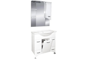 Тумба с раковиной Misty Дрея 85 2 ящика с бельевой корзиной