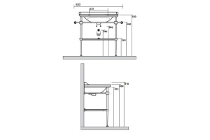 Kerasan Waldorf Металлическая структура для раковины 80см, со стеклянной полочкой, цвет хром (из 2-х коробок: арт. 919790+920290 и 920001) - 2