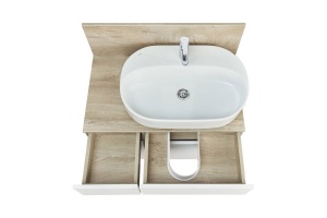 Тумба с раковиной Одри 62 и столешницей Aquaton Мишель 80 белый-светлое дерево - 3