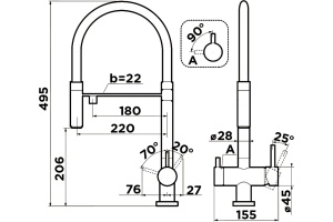 Смеситель Omoikiri Kanto 4994298 для кухонной мойки - 3