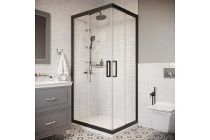 Душевой уголок STWORKI Карлстад 100x80 см профиль черный матовый - 2