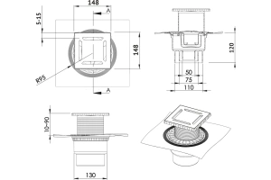 Душевой трап Berges Zentrum Norma 15х15 хром матовый - 2