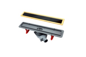 Душевой лоток Pestan Confluo Premium Black Glass Line 450 Gold - 3