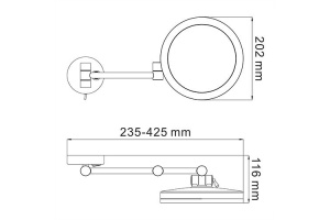 NEW 1004BLACK Зеркало с LED-подсветкой, 3-х кратным увеличением, ORB - покрытие - 3