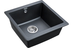 Комплект Мойка кухонная Paulmark Brilon PM104546-BLM черный металлик + Смеситель Paulmark Essen Es213011-418 для кухонной мойки, черный металлик - 2