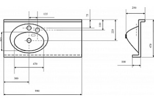 Мебельная раковина Акватон Отель 99 см (1A70083NOT01R) - 3