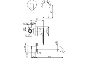 Смеситель для раковины Paini Nove 09CR208 С ВНУТРЕННЕЙ ЧАСТЬЮ - 2