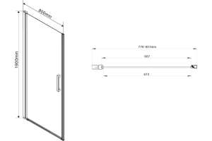 Душевая дверь Vincea Orta 80 черная стекло прозрачное - 2