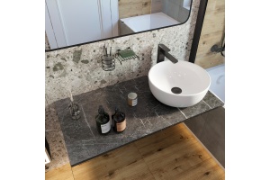 Мебель для ванной DIWO Элиста 100 чёрный мрамор, с раковиной Moduo 40 RING (комплект, гарнитур) - 3