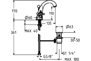 Смеситель для раковины Gattoni Vivaldi хром (1232012C0cr) - 2