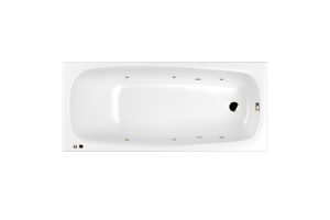 Ванна акриловая WHITECROSS Layla Soft 180x80 с гидромассажем белый - бронза