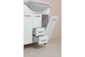 Тумба с раковиной Onika Моника 75 с бельевой корзиной белый  - 2