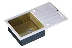 Мойка кухонная Zorg Inox Glass GL-7851-WHITE-BRONZE белое стекло