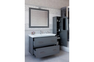 Тумба с раковиной Sanflor Модена 105 подвесная, серая - 3