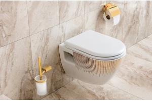 Унитаз подвесной Creavit TP325 с биде, золото, круги - 2