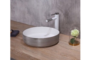 Раковина накладная CeramaLux NC 36.5 см белый/серебро (C1054-1)