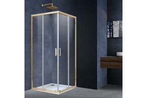 Душевой уголок Vincea Alpha 90х90 профиль брашированное золото стекло прозрачное