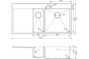 Мойка кухонная Omoikiri Akisame 100-2 R, светлое золото - 3