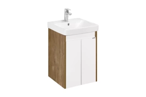 Тумба с раковиной Aquaton Сканди Doors 45 белый - светлое дерево