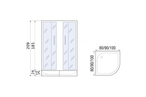 Душевое ограждение с поддоном River Don XL 90/24 MT (10000008317) - 2