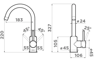 Смеситель для кухни Omoikiri Shinagawa графит (4994364) - 2