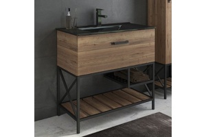 Тумба с раковиной Comforty Бредфорд 75 дуб темный