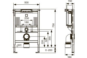 Застенный модуль TECEprofil со смывным бачком Uni 750, высота 750 мм - 2