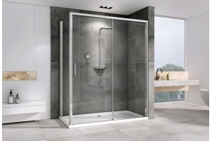 Душевой уголок Abber Komfort 130х90 профиль хром стекло прозрачное - 2
