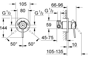 Смеситель Grohe BauClassic 29048000 С ВНУТРЕННЕЙ ЧАСТЬЮ, для душа - 2