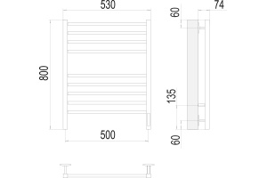 Электрический полотенцесушитель Terminus Ватикан П8 500x800 Черный матовый - 3